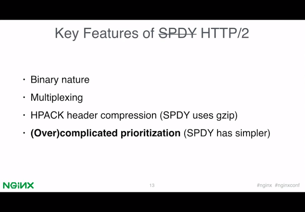 The prioritization mechanism in HTTP/2 solves the problem of needing to send the most important data first when you have only one channel [presentation by Valentin Bartenev, core NGINX developer, at nginx.conf 2015]