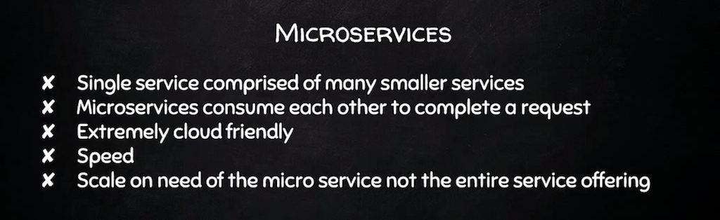 A microservices application is comprised of many smaller services; a key benefit is the ability to scale up individual microservices instead of the entire application [presentation by Derek DeJonghe of RightBrain Networks at nginx.conf 2015]