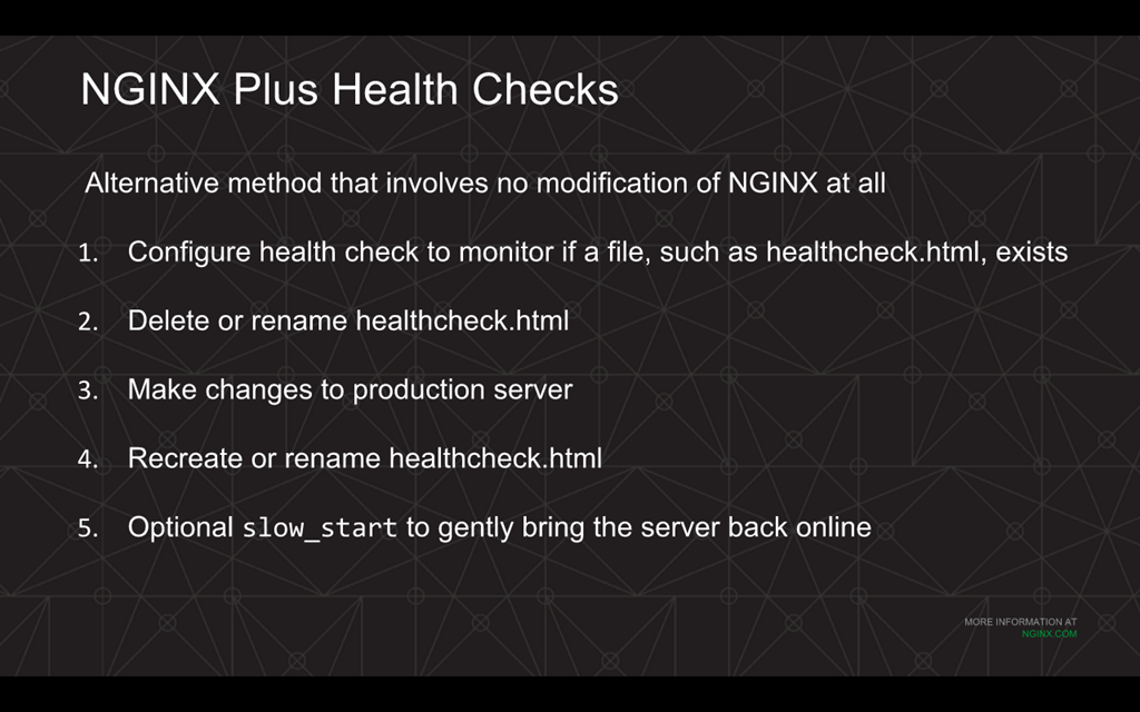 You can use health checks for automated deployment of backend upgrades