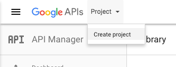 When creating a Google OAuth 2.0 client ID, select 'Create project' from the drop-down menu next to the Google APIs logo in the upper left corner of the API Manager dashboard.